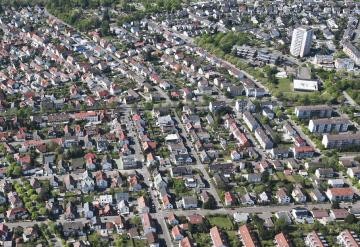 Luftbild des Stadtteils Forchheim in Rheinstetten